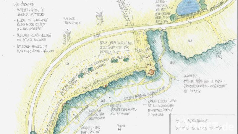 Die Entwurfsskizze von Nicole Nicklas zeigt die Planungen für den Naturfriedhof. Der Gemeinderat hatte sich mit einer knappen Mehrheit dagegen entschieden. Bild: Nicole Nicklas