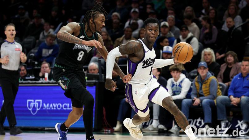 Dennis Schröder (r) erzielte 17 Punkte für die Kings, zum Sieg in Minnesota reichte es aber nicht. Bild: Matt Krohn/AP/dpa