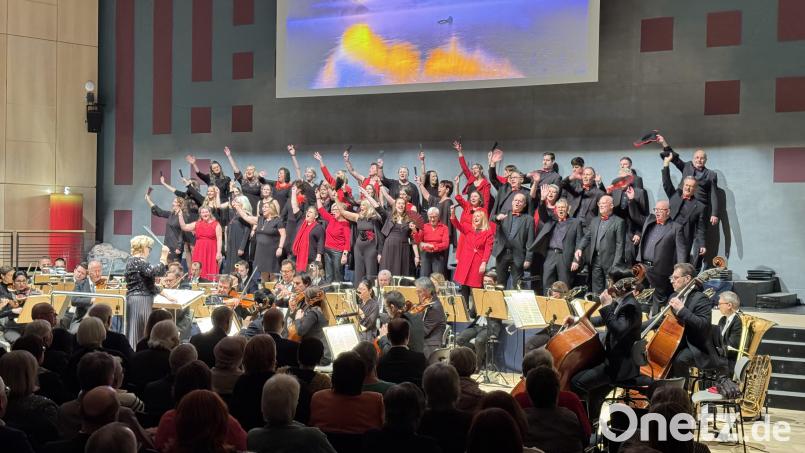 Der "Singing Witt"-Chor begeistert das Publikum mit seiner Vielschichtigkeit, beeindruckenden Stimmen und dem harmonischen Zusammenspiel mit den Hofer Symphonikern. Bild: mgo