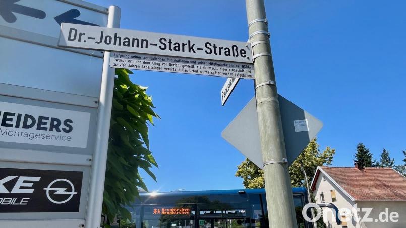 Im Weidener Gewerbegebiet "Pfreimter Weiher" liegt die Dr.-Johann-Stark-Straße". Ihr Namensgeber, der Nobelpreisträger Johannes Stark, war überzeugter Nationalsozialist und judenfeindlicher Ideologe. Bild: Gabi Schönberger