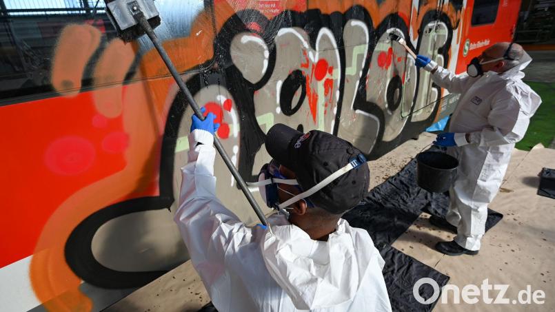 Schmierereien verursachen Millionen-Schäden bei der Bahn. (Archivbild) Bild: Arne Dedert/dpa