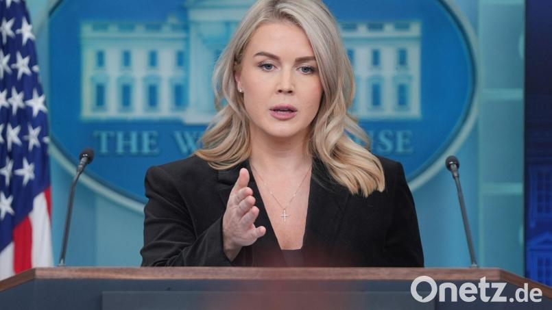 Die Sprecherin der US-Regierung von Donald Trump, Karoline Leavitt, erwartet ihr zweites Kind. Bild: Evan Vucci/AP/dpa