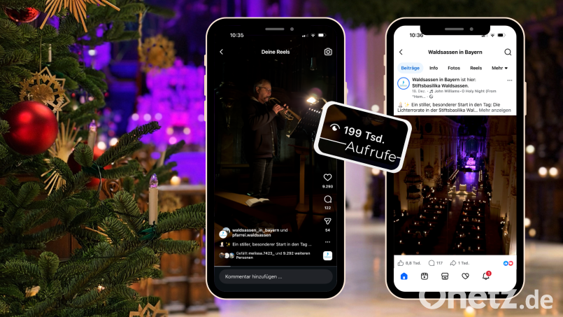Ein Video aus einer Rorate-Messe in der Basilika Waldsassen ist bisher fast 200.000 Mal in sozialen Medien aufgerufen worden. Produziert und auf Kanälen der Stadt Waldsassen gepostet hat es Jessica Patz von der Tourist-Info Waldsassen - sie hat auch dieses Bild erstellt. Bild: Tourist-Info Waldsassen / Jessica Patz