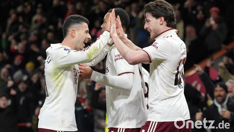 Jubel beim FC Arsenal: Der Tabellenführer der Premier League siegt auch im neuen Jahr weiter. Bild: Andrew Matthews/PA Wire/dpa