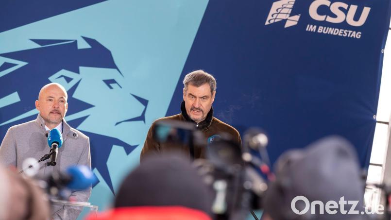 CSU-Chef Söder kann sich eine Beteiligung Deutschlands an der Absicherung eines Waffenstillstands in der Ukraine vorstellen. Bild: Peter Kneffel/dpa