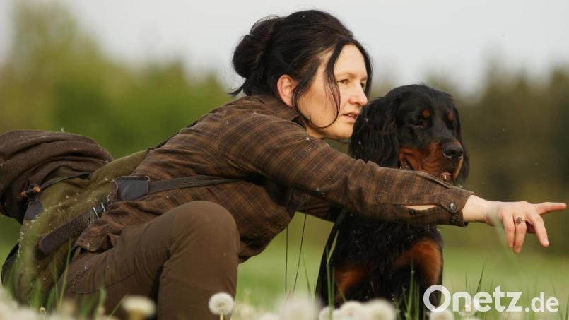 Jägerin Andrea Süß nimmt Jagdhündin "Nandl" auch für Natur- und Artenschutzprojekte des Vereins "Wildtierrettung Oberpfälzer Woid" mit ins Revier. Bild: Martina Tiedemann
