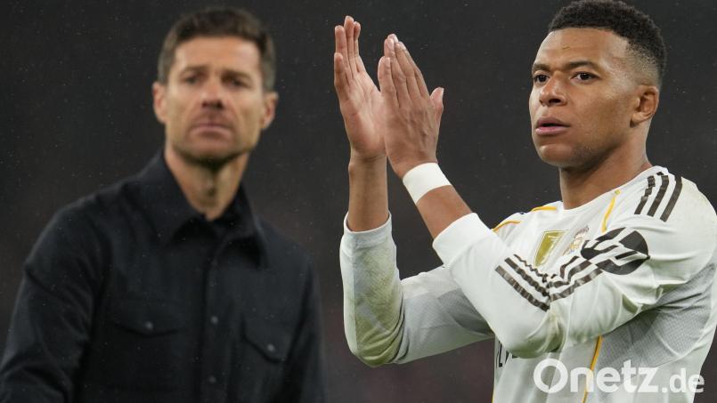 Kylian Mbappé (r) hat sich mit Respekt von seinem bisherigen Trainer Xabi Alonso verabschiedet. (Archivbild) Bild: Jon Super/AP/dpa