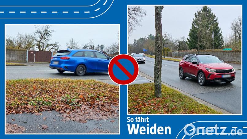 Vor den Schrebergärten am nördlichen Ende der Mooslohstraße ist das Parken auf dem Gehweg und am Straßenrand verboten. Manche Gartenbesitzer ärgert das, denn sie haben hier jahrelang unbehelligt geparkt. Doch ein Gewohnheitsrecht gibt es im Straßenverkehr grundsätzlich nicht. Bildmontage: Marina Gube / Sonja Kaute