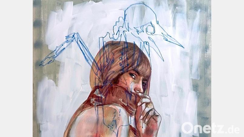 Barbara Muhr, Stillbirth, 2024, Pastell, Acryl, Ölkreide auf Leinwand (Ausschnitt). Bild: Barbara Muhr/exb