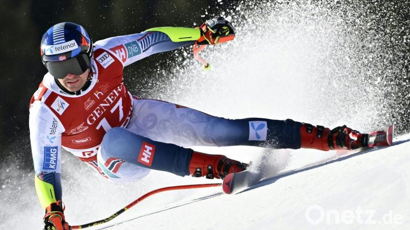 Der Norweger Adrian Smiseth Sejersted rettete sich im Super-G von Kitzbühel spektakulär. Bild: Hans Klaus Techt/APA/dpa