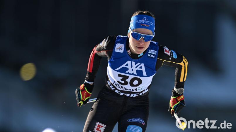 Katharina Hennig Dotzler belegte in Goms einen starken fünften Platz über 20 Kilometer mit Massenstart. Bild: Hendrik Schmidt/dpa