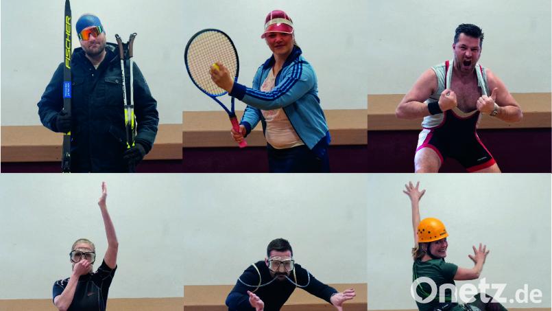 Ob als Skifahrer, Tennisprofi oder Wrestler: Auf dem Sportlerfasching in Amberg ist alles erlaubt, was sportlich aussieht. Bildmontage: Markus Stang
