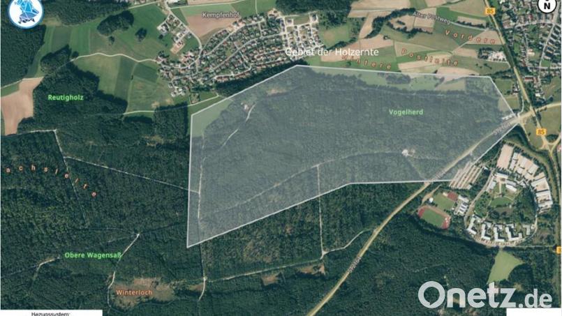 Die Skizze zeigt das Holzerntegebiet, in dem es zu Einschränkungen und Wegesperrungen kommt. Bild: Bayerische Staatsforsten