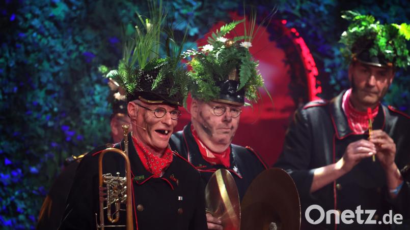 Die Altneihauser Feuerwehrkapell`n bei der Generalprobe von "Fastnacht in Franken" 2025. Archivbild: Karl-Josef Hildenbrand/dpa