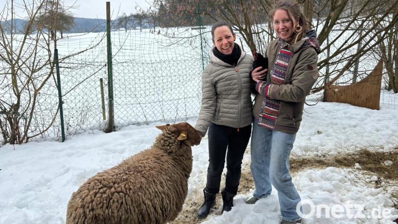 Hühner und Schafe unterstützen die Arbeit der beiden Therapeutinnen Sarah Lindacher (links) und Luisa Baasch in ihrer neuen Praxis "Baumhaus". Bild: Erhard Nitzbon