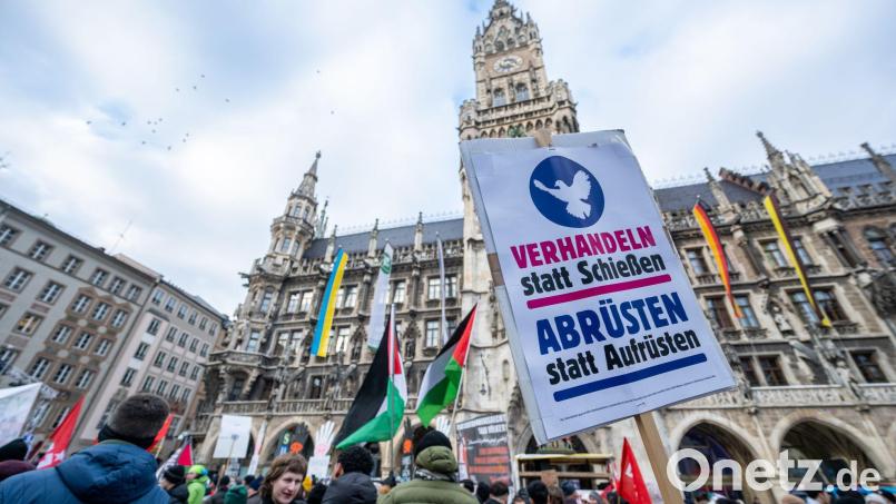 Vielerorts in der Münchner Innenstadt wird es in den Tagen um die Sicherheitskonferenz Demonstrationen geben. (Archivbild) Bild: Armin Weigel/dpa