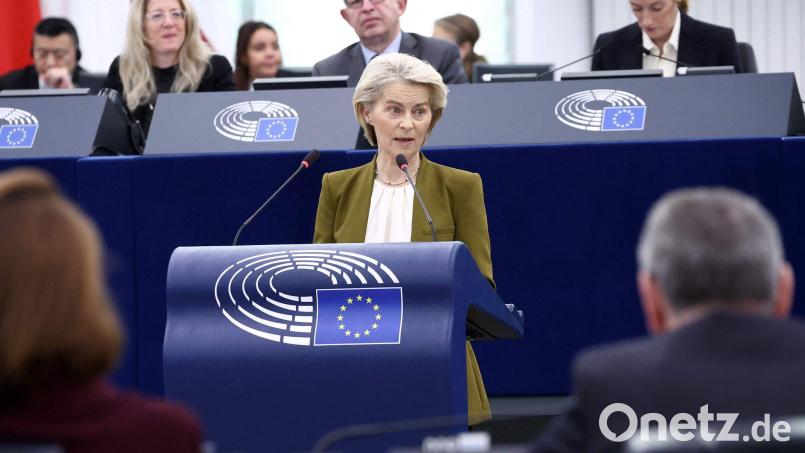 Ursula von der Leyen betonte die Bedeutung des Bürokratieabbaus für Europas Wettbewerbsfähigkeit. Bild: Frederick Florin/AFP/dpa