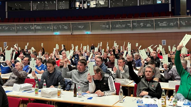 Die Vereinsdelegierten des Fußballkreises Amberg/Weiden wählten beim Kreistag ihre Führungsmannschaft für die kommenden vier Jahre. Bild: A. Schwarzmeier