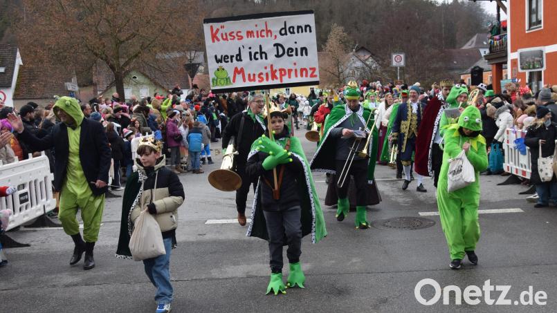Die Musikerinnen und Musiker der Blaskapelle Dietldorf hatten zu einer musikalischen Märchenstunde mit dem Froschkönig eingeladen. Bild: bö