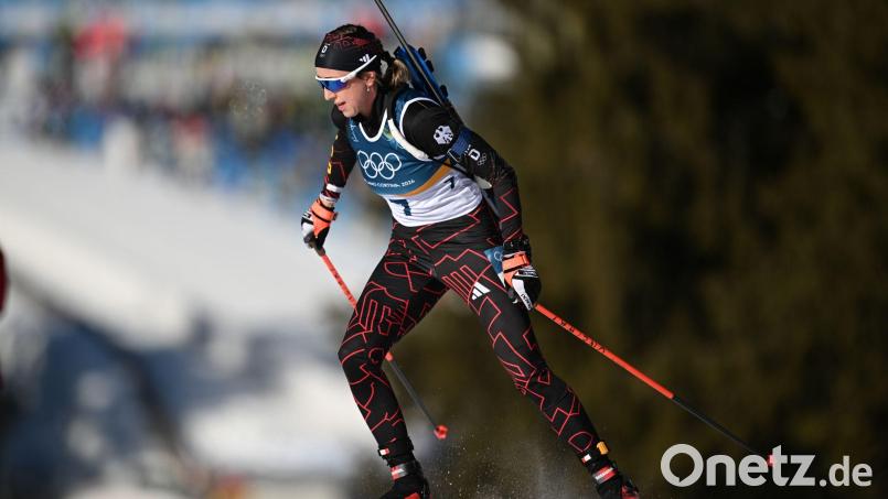 Franziska Preuß läuft in der Staffel nicht an gewohnter Position. Bild: Hendrik Schmidt/dpa