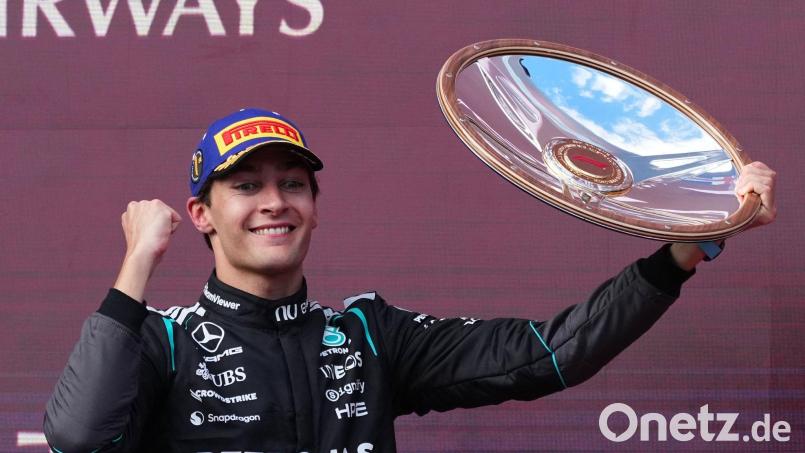 George Russell feiert seinen sechsten Karrieresieg. Bild: Scott Barbour/AP/dpa