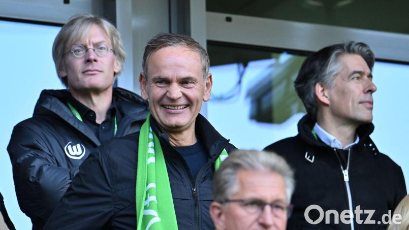 VW-Chef Oliver Blume (M) beim Heimspiel des VfL Wolfsburg. (Archivbild) Bild: Swen Pförtner/dpa