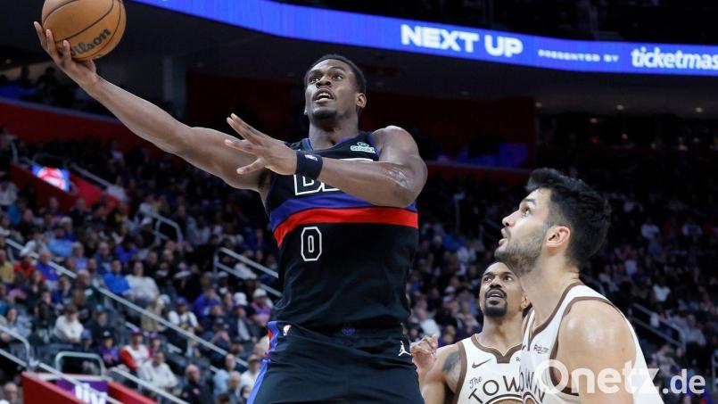 Jalen Duren (l.) war punktbester Werfer der Pistons. Bild: Duane Burleson/AP/dpa