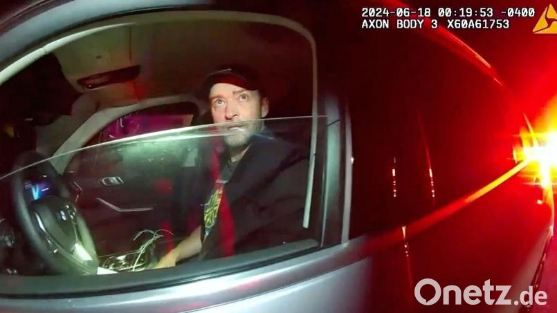 Justin Timberlake bei seiner Verhaftung durch die Polizei in Sag Harbor am 18. Juni 2024. Bild: Uncredited/Sag Harbor Police Department/AP/dpa