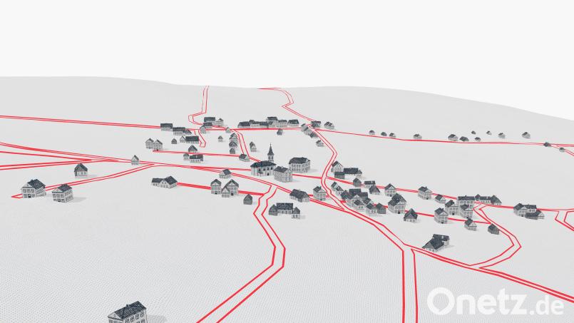 In der Ausstellung „Paulusbrunn – Das zweite Leben eines verschwundenen Dorfes“ im Deutschen Knopfmuseum in Bärnau ist unter anderem diese Rekonstruktion des verschwundenen Dorfes Paulusbrunn zu sehen. Bild: Deutsches Knopfmuseum