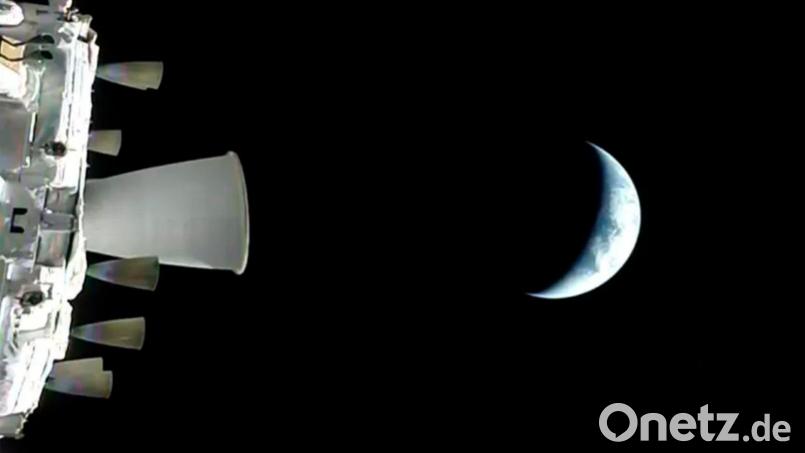 Vier Menschen sind mit „Orion“ auf dem Weg in Richtung Mond. Bild: -/NASA/dpa