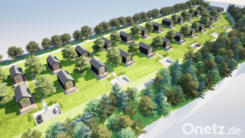 Aus 24 Ferienhäusern und einem Verwaltungsgebäude soll das geplante "Chalet Resort Sibyllenbad" bestehen. Grafik: Architekturbüro Christian Fiedler