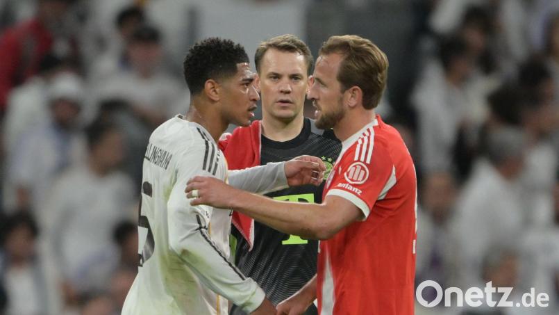 Manuel Neuer (M) und Harry Kane (r) zählten zu den Garanten des Bayern-Sieges in Madrid. Bild: Peter Kneffel/dpa