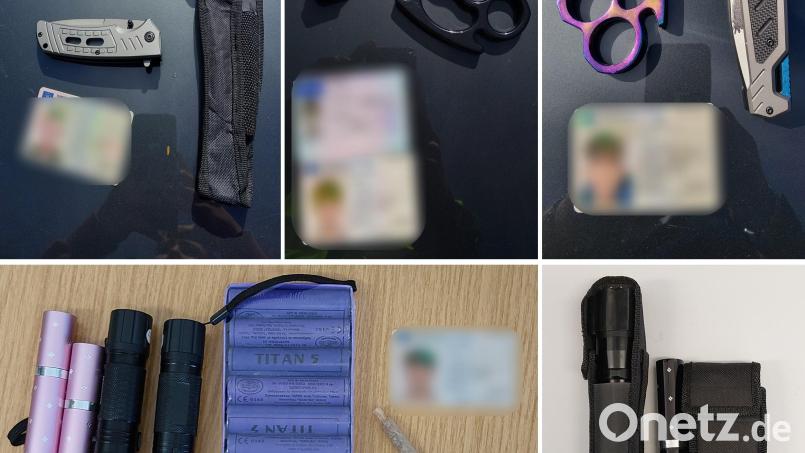 Bei Grenzkontrollen an der A6 bei Waldsassen hat die Bundespolizei Waidhaus verbotene Waffen, Böller und einen Joint sichergestellt. Bild: Bundespolizei