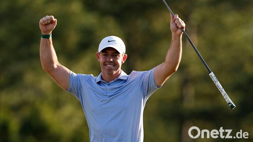 Rory McIlroy war die Erleichterung nach seinem folgenlosen Fehler am letzten Loch deutlich anzusehen. Bild: David J. Phillip/AP/dpa