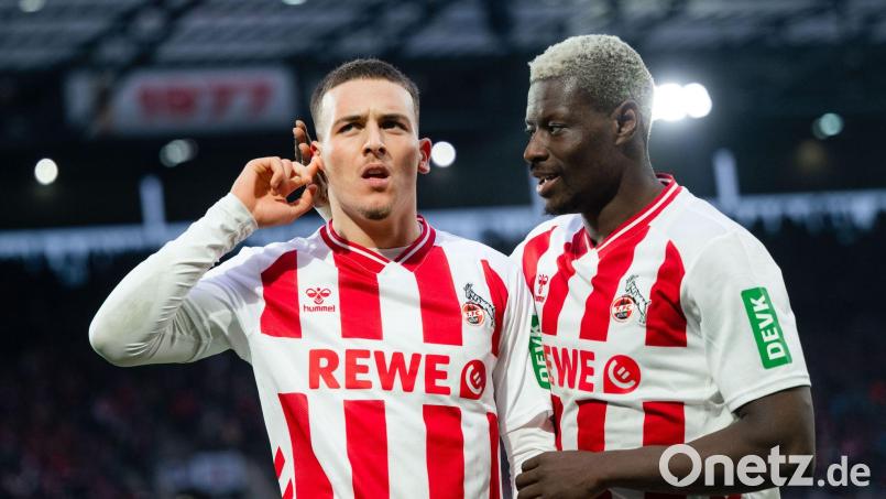 Erzielten je vier der jüngsten 13 Kölner Treffer: Said El Mala (links) und Ragnar Ache (Archivbild). Bild: Marius Becker/dpa