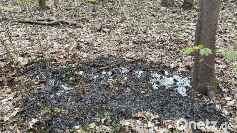 Am Kreuzberg wurde eine Brandstelle entdeckt. Die Polizei sucht Zeugen. Bild: Marchsreiter, PI Schwandorf