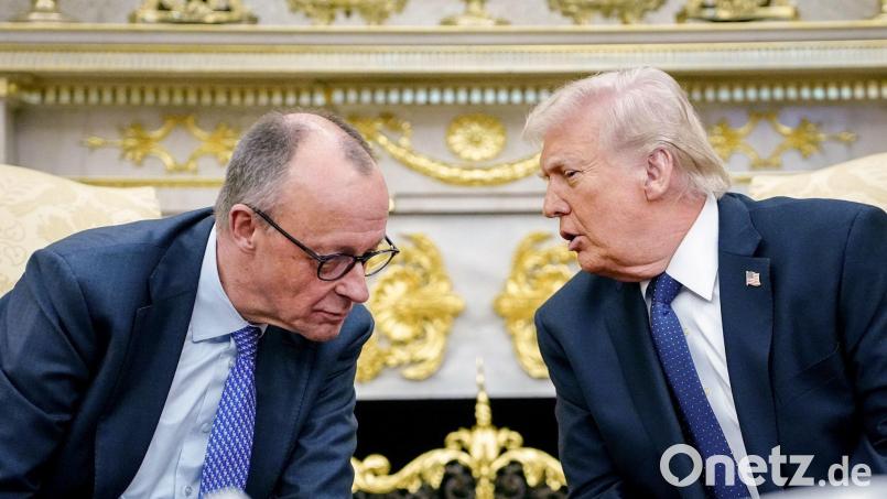 Noch vor zwei Monaten haben sich Trump und Merz ziemlich gut verstanden. (Archivbild) Bild: Kay Nietfeld/dpa