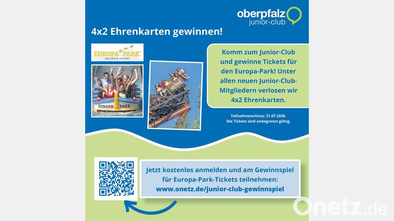 Mit der kostenlosen Anmeldung zum Junior-Club nimmt man derzeit automatisch an der Verlosung von Europa-Park-Tickets teil. Bild: Oberpfalz-Medien