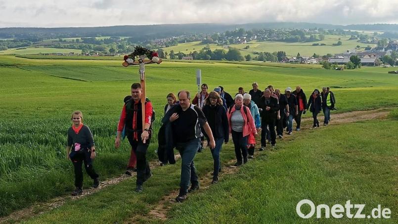 Im Jubiläumsjahr hoffen die Pfreimder Pilger, dass sich weit mehr Teilnehmer für den Pilgerzug nach Amberg finden, als dieses Bild aus dem Jahr 2024 dokumentiert. Bild: Georg Hösl