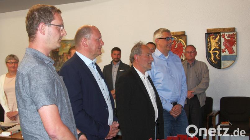 Den Amtseid leisteten (von links): Florian Beer, Wolfgang Beer, Hans Georg Haubelt und Dr. Maximilian Fraas. Bild: Werner Robl