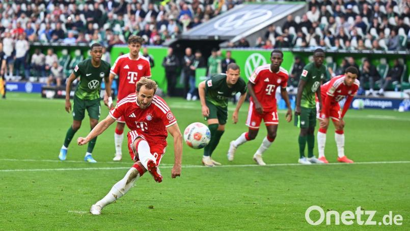 Der erste Elfmeter-Fehlschuss seiner Bundesliga-Karriere: Harry Kane im Spiel gegen den VfL Wolfsburg. Bild: Swen Pförtner/dpa