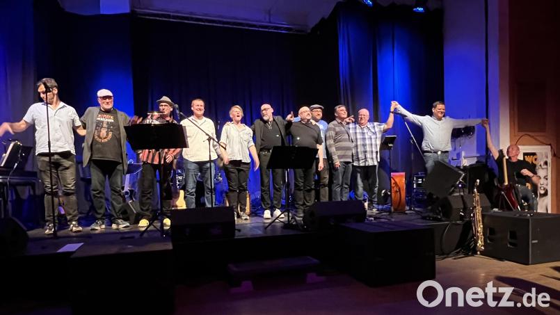 Zwölf Musiker ehrten Sam Stadler mit einem großartigen Benefizkonzert. Bild: mma