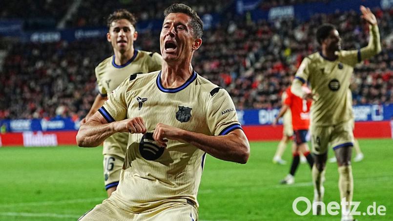 Robert Lewandowski erhält in Barcelona keinen neuen Vertrag mehr. (Archivbild) Bild: Miguel Oses/AP/dpa