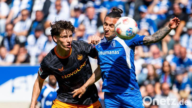 FCM-Dribbler Baris Atik (r) im Zweikampf mit Leon Robinson. Bild: Julius Frick/dpa