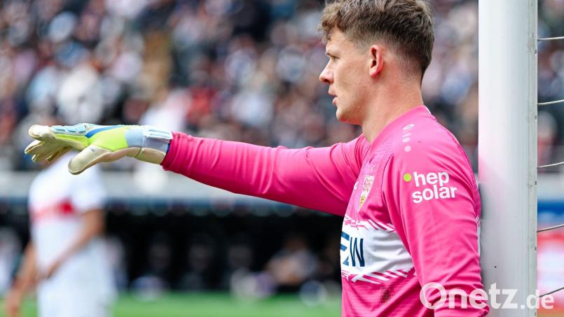 Alexander Nübel in Aktion für den VfB Stuttgart am letzten Spieltag in Frankfurt. Bild: Uwe Anspach/dpa