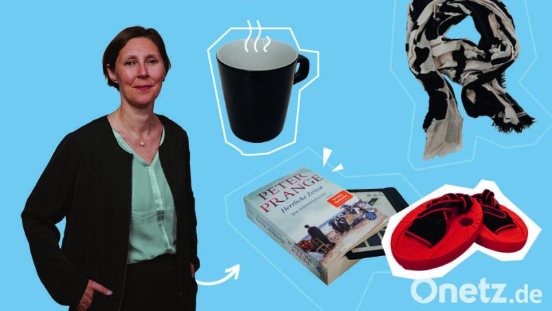 <strong>Schal oder Tuch:</strong> „Ein großer Schal oder ein leichtes Tuch sind für mich unverzichtbare Accessoires – stilvoll und praktisch zugleich. Sie verleihen jedem Outfit das gewisse Etwas und sorgen bei Bedarf für wohlige Wärme. Über die Jahre ist so eine beachtliche Sammlung entstanden, schließlich verändern sich 
Farben und Muster mit den Trends.“ <strong>Aqua-Schuhe:</strong> „Für mich ist Aqua-Jogging der perfekte Sommersport. Wasser, Sonne und ein Hauch von Urlaubsfeeling – besonders im wunderschönen Schätzlerbad. Die Bewegung im Wasser ist nicht nur gelenkschonend, sondern auch kommunikativ. Sport, der verbindet und gleichzeitig guttut.“ <strong>Bücher:</strong> „Ob klassisch gedruckt oder digital – das Eintauchen in 
Geschichten eröffnet neue Welten, regt die Fantasie an und bietet wertvolle Momente der Entschleunigung. Als Mutter zweier Söhne und regionale Schirmherrin des Vereins ,Mentor – Die Leselernhelfer’ 
liegt mir das Thema Lesekompetenz besonders am Herzen. Lesen bedeutet mehr als Unterhaltung 
– es ist ein Schlüssel zur Welt." <strong> Teetasse:</strong> „Ein guter Tag beginnt für mich mit einer Tasse Tee. Auch im 
Büro gehört eine frisch aufgebrühte Kanne einfach dazu – für uns selbst und für unsere Gäste. 
Und gerade in der kalten Jahreszeit gibt es kaum etwas Schöneres, als den Tag mit einem heißen 
Tee und einem guten Buch gemütlich ausklingen zu lassen.“ Bildmontage: Isabell-Katrin Diehl/Sara Neidhardt