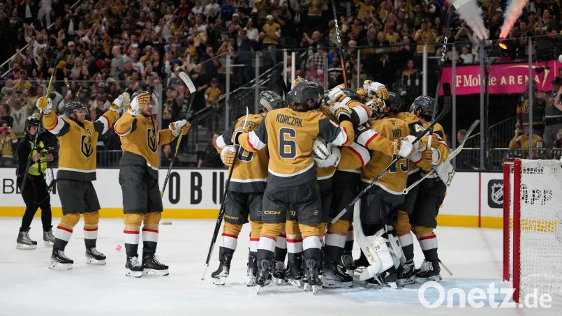 Die Vegas Golden Knights stehen in der NHL zum dritten Mal in den vergangenen neun Saisons in der Finalserie. Bild: John Locher/AP/dpa