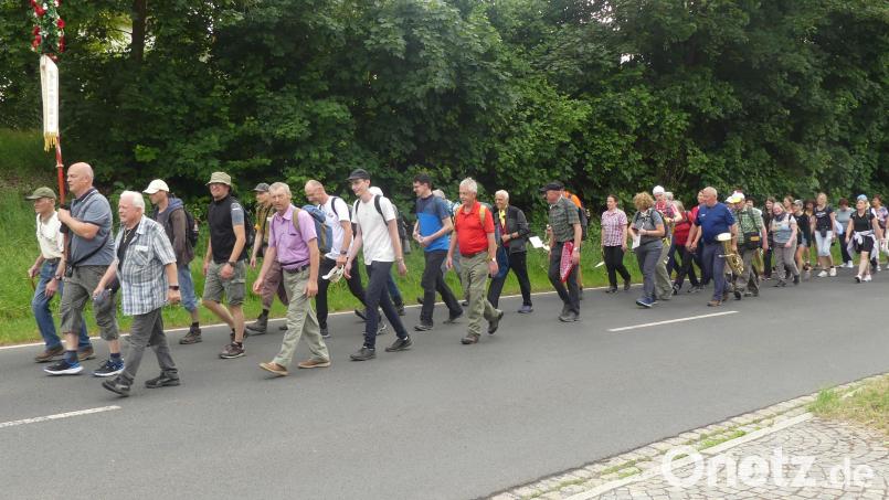 Peppi Roth (links) geht bei den Wallfahrten stets neben dem Bildträger Bild: rn