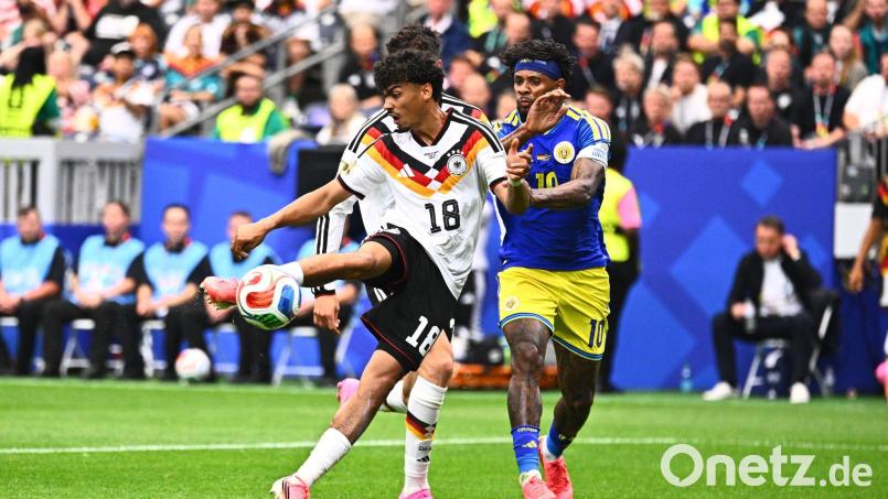 Der Kümmersbrucker Nathaniel Brown ist der Shootingstar nach dem ersten WM-Spiel der Deutschen. Angeblich steht das Talent vor einem Wechsel zum FC Bayern. Bild: Tom Weller/dpa