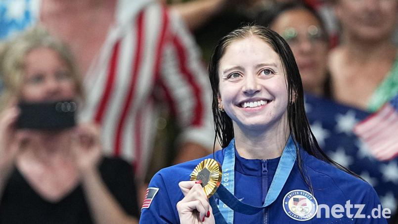 US-Schwimmerin Kate Douglass ist Olympiasiegerin über 200 Meter Brust. Nun verbesserte sie den Weltrekord über 50 Meter Freistil. (Archivbild) Bild: Michael Kappeler/dpa